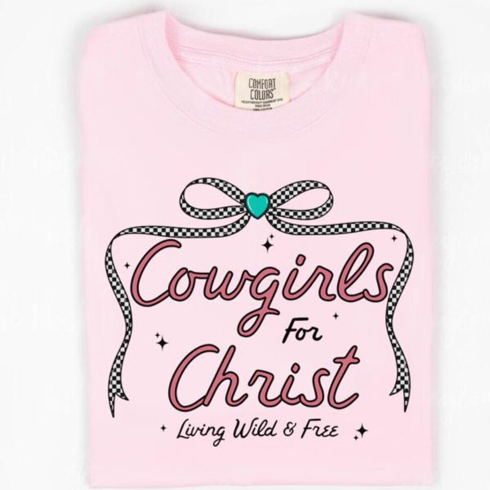 Cowgirls For Christ Christian Western Cowgirl Mom Pink T-Shirt NEW